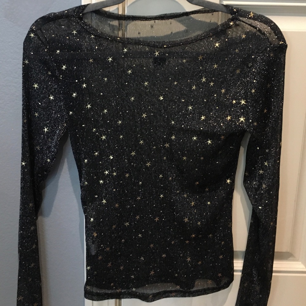 Sheer Long Sleeve Sparkly Shirt